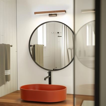 Brilagi - Φωτισμός καθρέφτη μπάνιου LED WOODY MIRROR LED/8W/230V 40 cm IP44 δρυς κερασιά/μαύρο