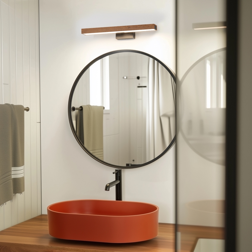 Brilagi - Φωτισμός καθρέφτη μπάνιου LED WOODY MIRROR LED/8W/230V 40 cm IP44 δρυς κερασιά/μαύρο