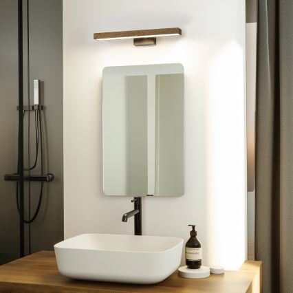Brilagi - Φωτισμός καθρέφτη μπάνιου LED WOODY MIRROR LED/8W/230V 40 cm IP44 δρυς καρυδιά/μαύρο
