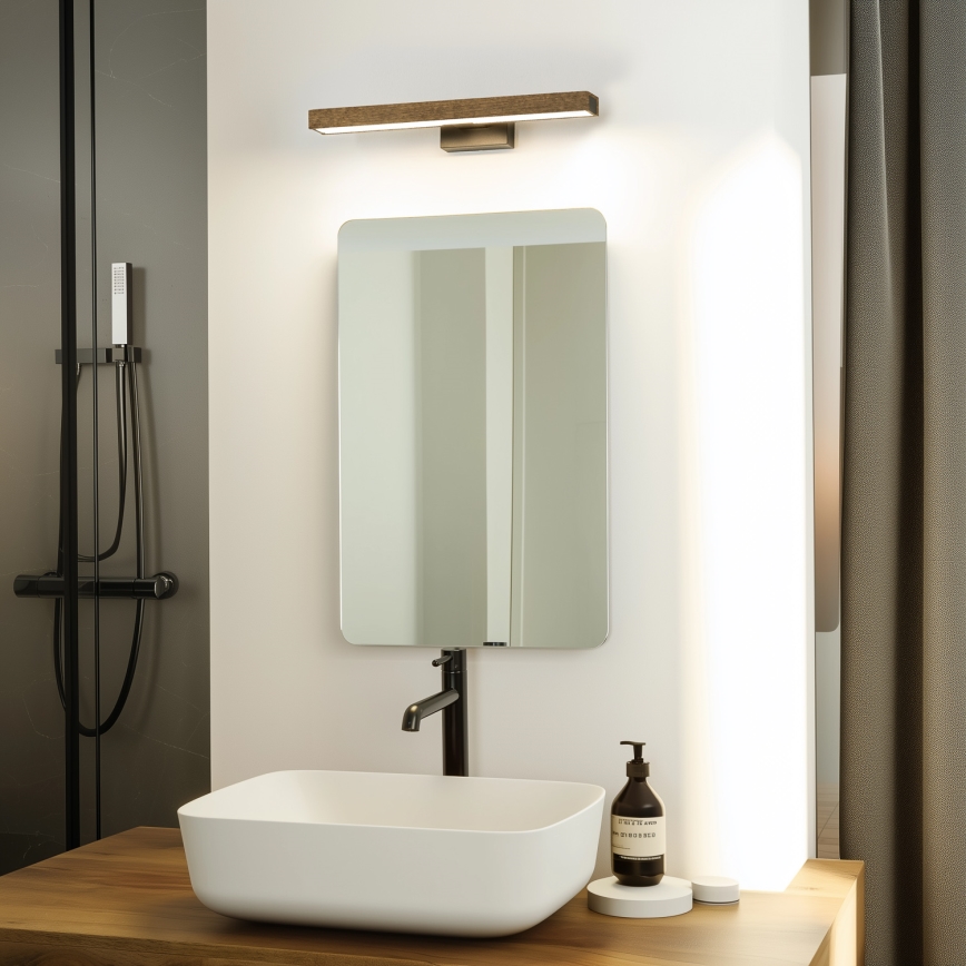 Brilagi - Φωτισμός καθρέφτη μπάνιου LED WOODY MIRROR LED/8W/230V 40 cm IP44 δρυς καρυδιά/μαύρο
