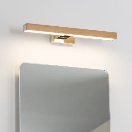Brilagi - Φωτισμός καθρέφτη μπάνιου LED WOODY MIRROR LED/8W/230V 40 cm IP44 δρυς/γυαλιστερό χρώμιο