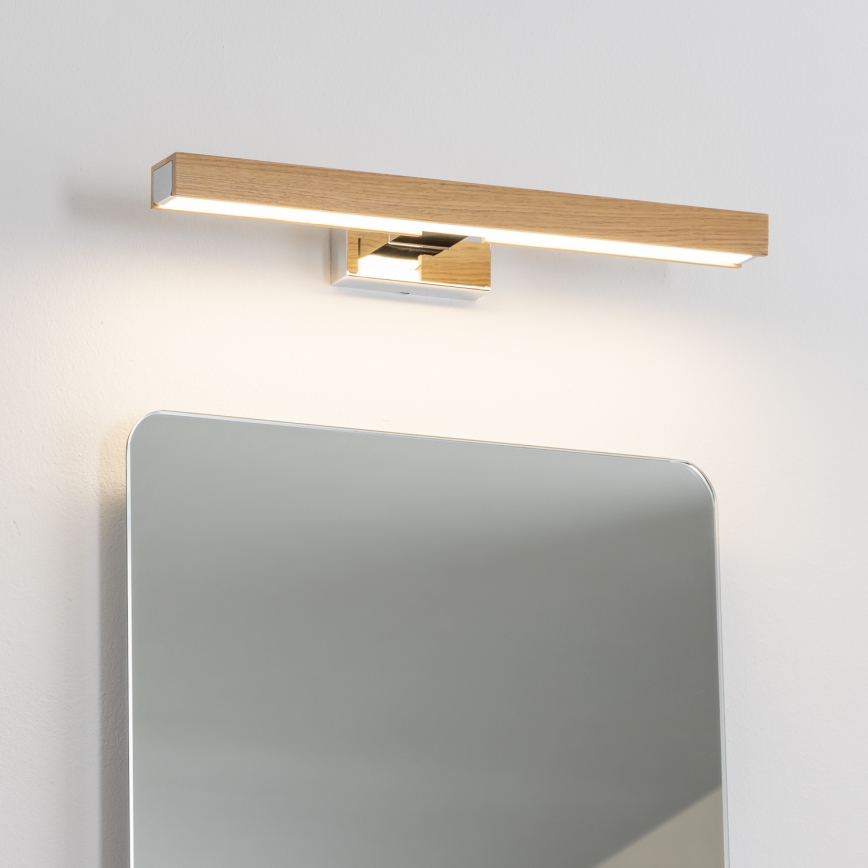 Brilagi - Φωτισμός καθρέφτη μπάνιου LED WOODY MIRROR LED/8W/230V 40 cm IP44 δρυς/γυαλιστερό χρώμιο