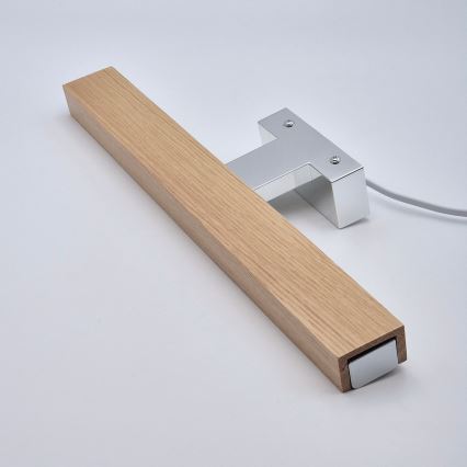Brilagi - Φωτισμός καθρέφτη μπάνιου LED WOODY MIRROR LED/8W/230V 40 cm IP44 δρυς/γυαλιστερό χρώμιο