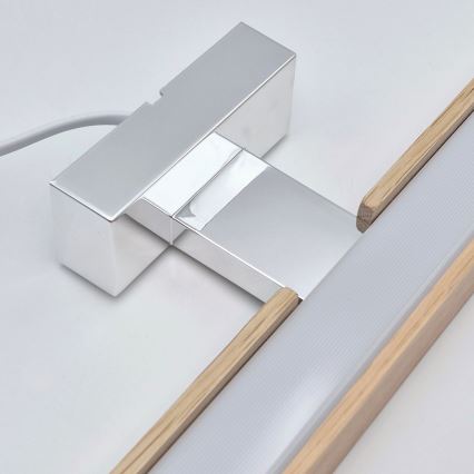 Brilagi - Φωτισμός καθρέφτη μπάνιου LED WOODY MIRROR LED/8W/230V 40 cm IP44 δρυς/γυαλιστερό χρώμιο