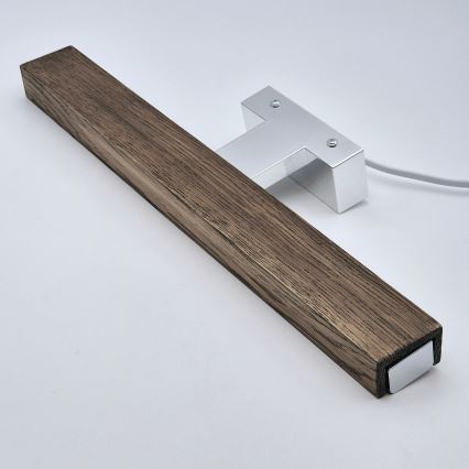 Brilagi - Φωτισμός καθρέφτη μπάνιου LED WOODY MIRROR LED/8W/230V 40 cm IP44 δρυς καρυδιά/γυαλιστερό χρώμιο
