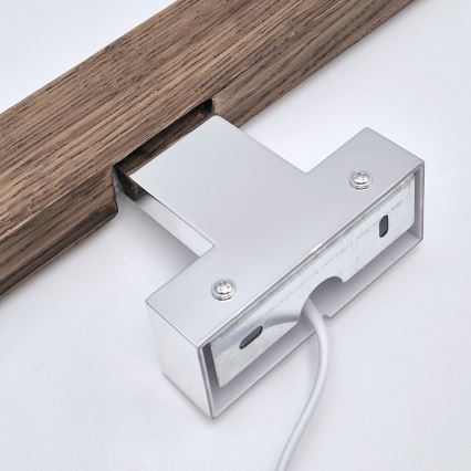 Brilagi - Φωτισμός καθρέφτη μπάνιου LED WOODY MIRROR LED/8W/230V 40 cm IP44 δρυς καρυδιά/γυαλιστερό χρώμιο