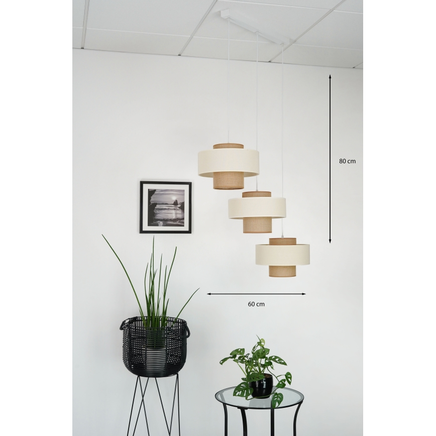 Brilagi - Φωτιστικό οροφής με καλώδιο DALLAS 3xE27/15W/230V καφέ/κρεμ/λευκό