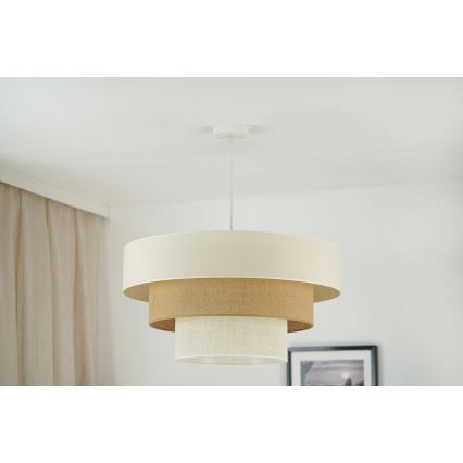 Brilagi - Φωτιστικό οροφής με καλώδιο DENVER LUNETA 1xE27/15W/230V διάμ. 60 εκ. μπεζ/καφέ/κρεμ
