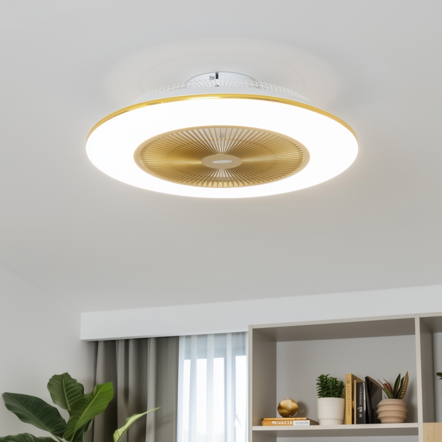 Brilagi - Φωτιστικό LED Dimmable με ανεμιστήρα AURA LED/38W/230V 3000-6000K χρυσό + τηλεχειριστήριο