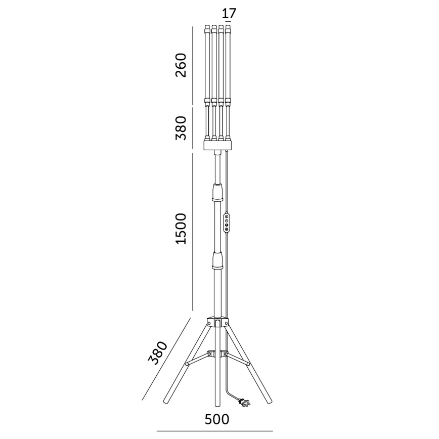 Brilagi - LED Dimming εύκαμπτο επιδαπέδιο φωτιστικό για ανάπτυξη φυτών VITABLOOM 4xLED/7,5W/230V μαύρο