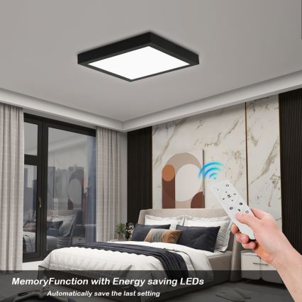Brilagi - Φωτιστικό οροφής μπάνιου dimming LED FRAME SMART LED/24W/230V 30x30 cm 3000-6000K IP44 μαύρο + τηλεχειριστήριο