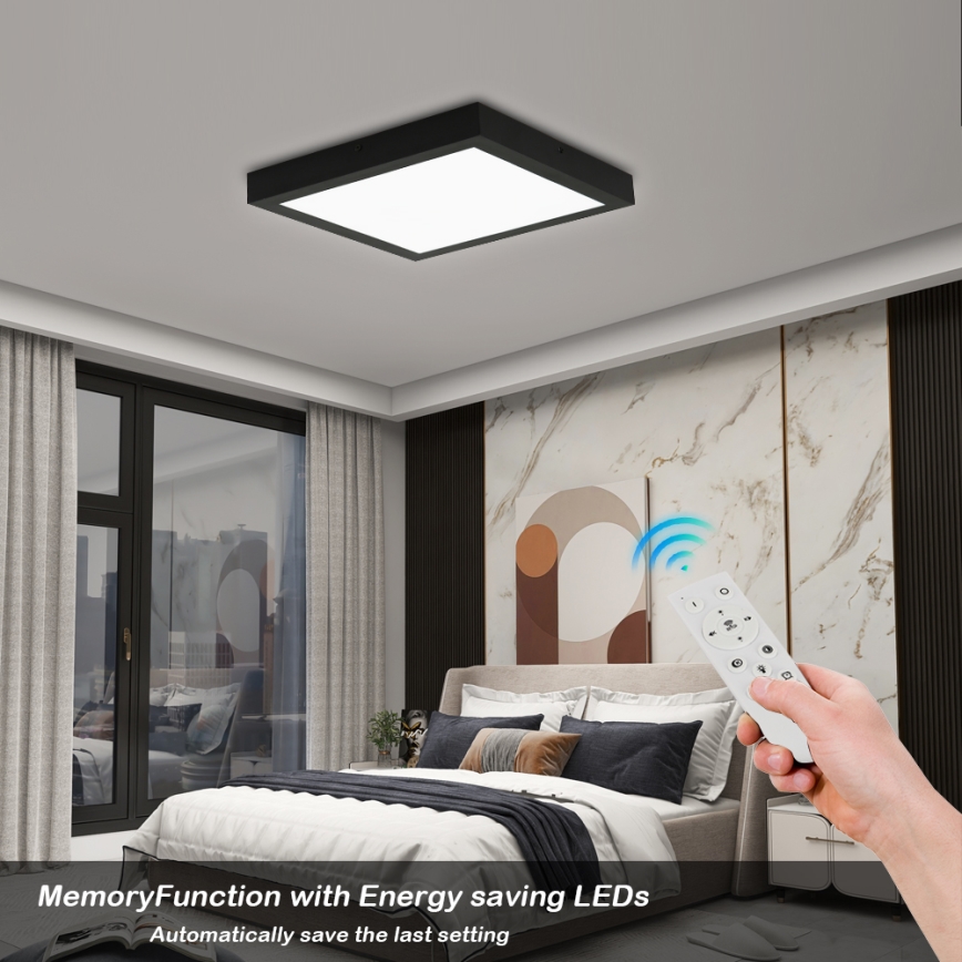 Brilagi - Φωτιστικό οροφής μπάνιου dimming LED FRAME SMART LED/24W/230V 30x30 cm 3000-6000K IP44 μαύρο + τηλεχειριστήριο