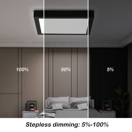 Brilagi - Φωτιστικό οροφής μπάνιου dimming LED FRAME SMART LED/24W/230V 30x30 cm 3000-6000K IP44 μαύρο + τηλεχειριστήριο