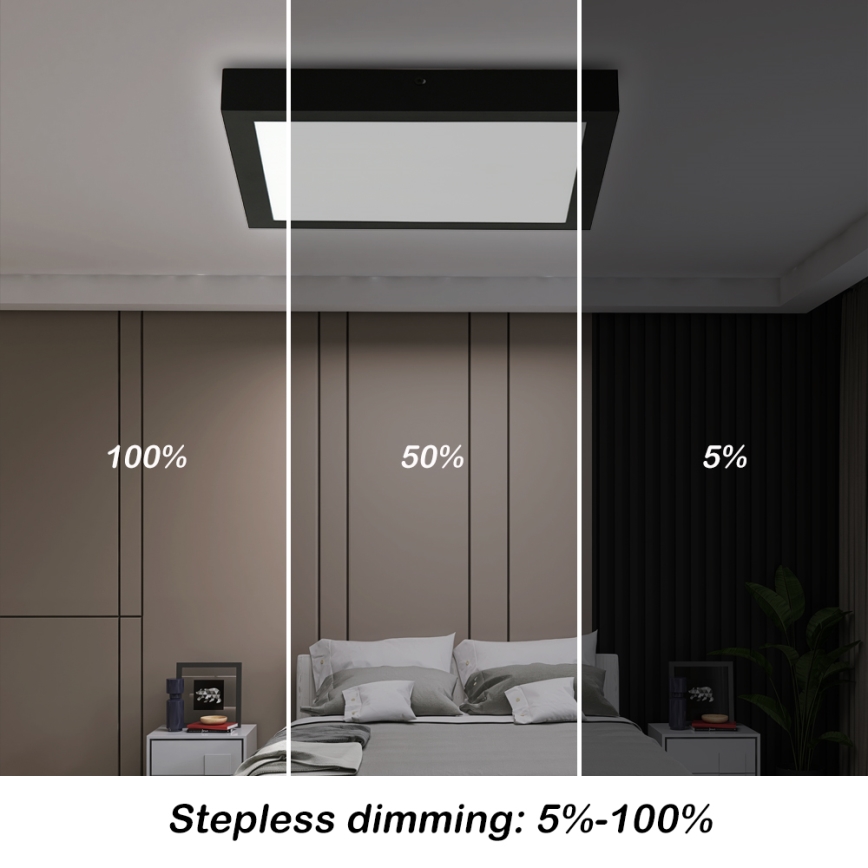 Brilagi - Φωτιστικό οροφής μπάνιου dimming LED FRAME SMART LED/24W/230V 30x30 cm 3000-6000K IP44 μαύρο + τηλεχειριστήριο