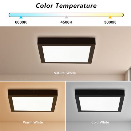 Brilagi - Φωτιστικό οροφής μπάνιου dimming LED FRAME SMART LED/24W/230V 3000-6000K IP44 μαύρο + τηλεχειριστήριο