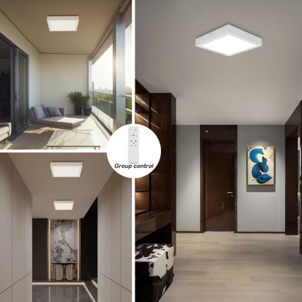 Brilagi - Φωτιστικό οροφής μπάνιου dimming LED FRAME SMART LED/24W/230V 30x30 cm 3000-6000K IP44 λευκό + τηλεχειριστήριο