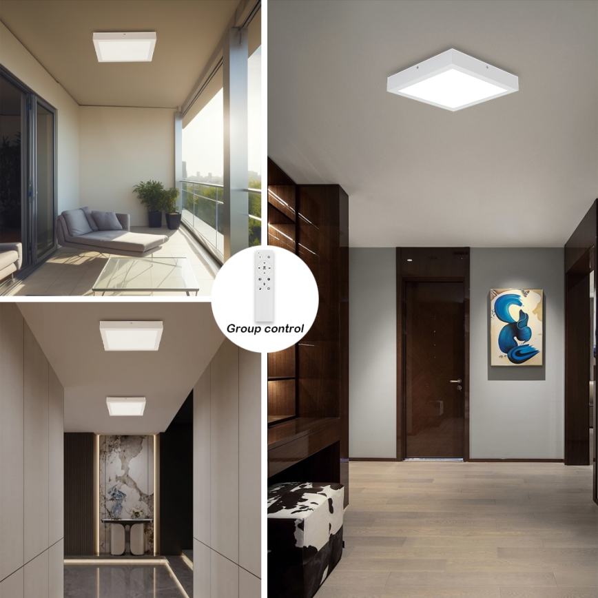 Brilagi - Φωτιστικό οροφής μπάνιου dimming LED FRAME SMART LED/24W/230V 30x30 cm 3000-6000K IP44 λευκό + τηλεχειριστήριο