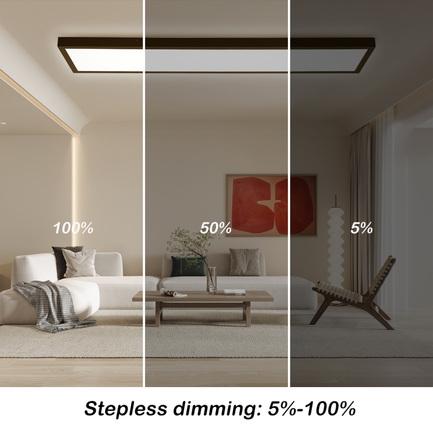 Brilagi - Φωτιστικό οροφής μπάνιου dimming LED FRAME SMART LED/50W/230V 30x120 cm 3000-6000K IP44 μαύρο + τηλεχειριστήριο
