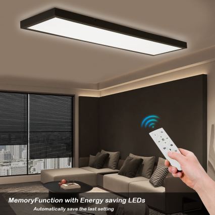 Brilagi - Φωτιστικό οροφής μπάνιου dimming LED FRAME SMART LED/50W/230V 30x120 cm 3000-6000K IP44 μαύρο + τηλεχειριστήριο