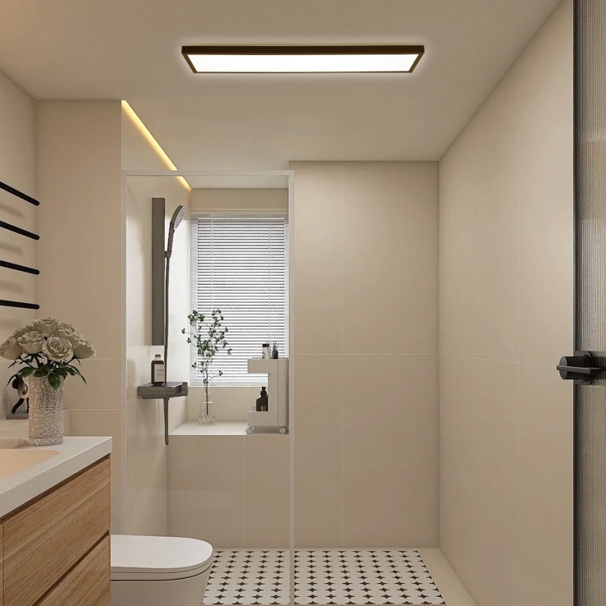 Brilagi - Φωτιστικό οροφής μπάνιου dimming LED FRAME SMART LED/50W/230V 30x120 cm 3000-6000K IP44 μαύρο + τηλεχειριστήριο