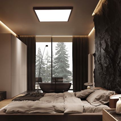 Brilagi - Φωτιστικό οροφής μπάνιου dimming LED FRAME SMART LED/50W/230V 60x60 cm 3000-6000K IP44 μαύρο + τηλεχειριστήριο