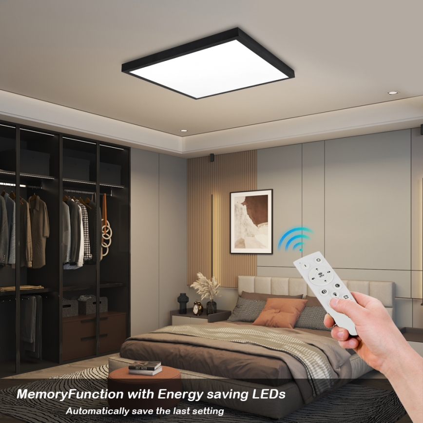 Brilagi - Φωτιστικό οροφής μπάνιου dimming LED FRAME SMART LED/50W/230V 60x60 cm 3000-6000K IP44 μαύρο + τηλεχειριστήριο