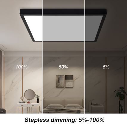 Brilagi - Φωτιστικό οροφής μπάνιου dimming LED FRAME SMART LED/50W/230V 60x60 cm 3000-6000K IP44 μαύρο + τηλεχειριστήριο