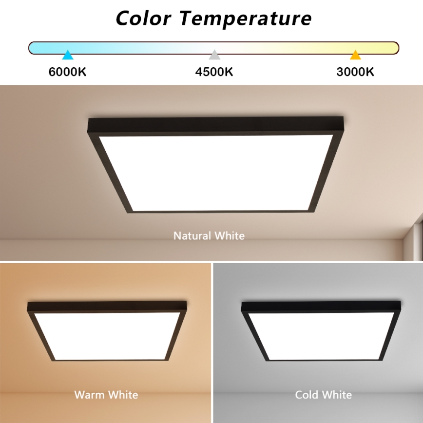 Brilagi - Φωτιστικό οροφής μπάνιου dimming LED FRAME SMART LED/50W/230V 60x60 cm 3000-6000K IP44 μαύρο + τηλεχειριστήριο