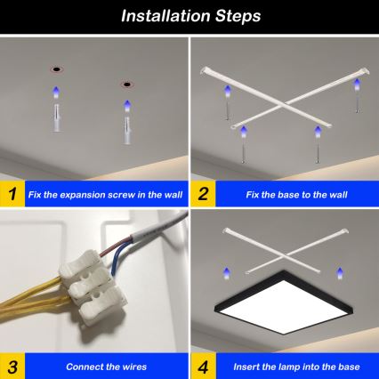 Brilagi - Φωτιστικό οροφής μπάνιου dimming LED FRAME SMART LED/50W/230V 60x60 cm 3000-6000K IP44 μαύρο + τηλεχειριστήριο