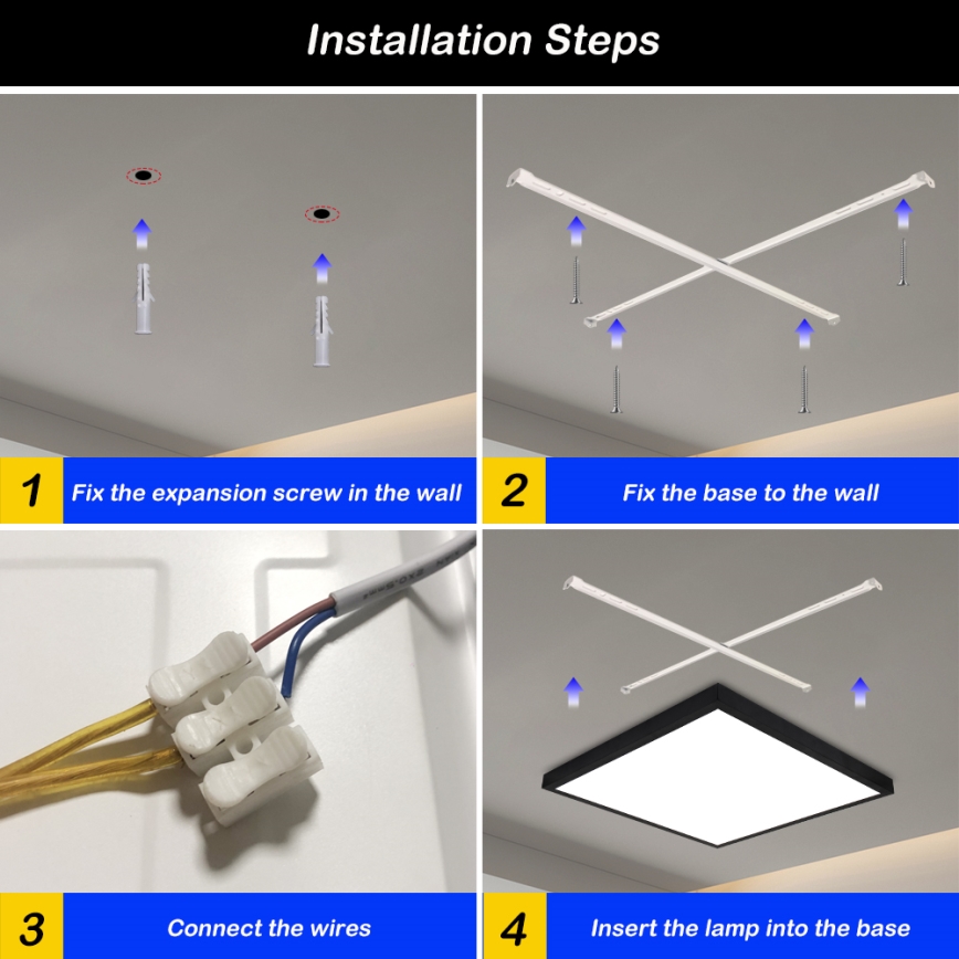 Brilagi - Φωτιστικό οροφής μπάνιου dimming LED FRAME SMART LED/50W/230V 60x60 cm 3000-6000K IP44 μαύρο + τηλεχειριστήριο