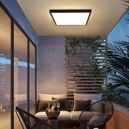 Brilagi - Φωτιστικό οροφής μπάνιου dimming LED FRAME SMART LED/50W/230V 60x60 cm 3000-6000K IP44 μαύρο + τηλεχειριστήριο