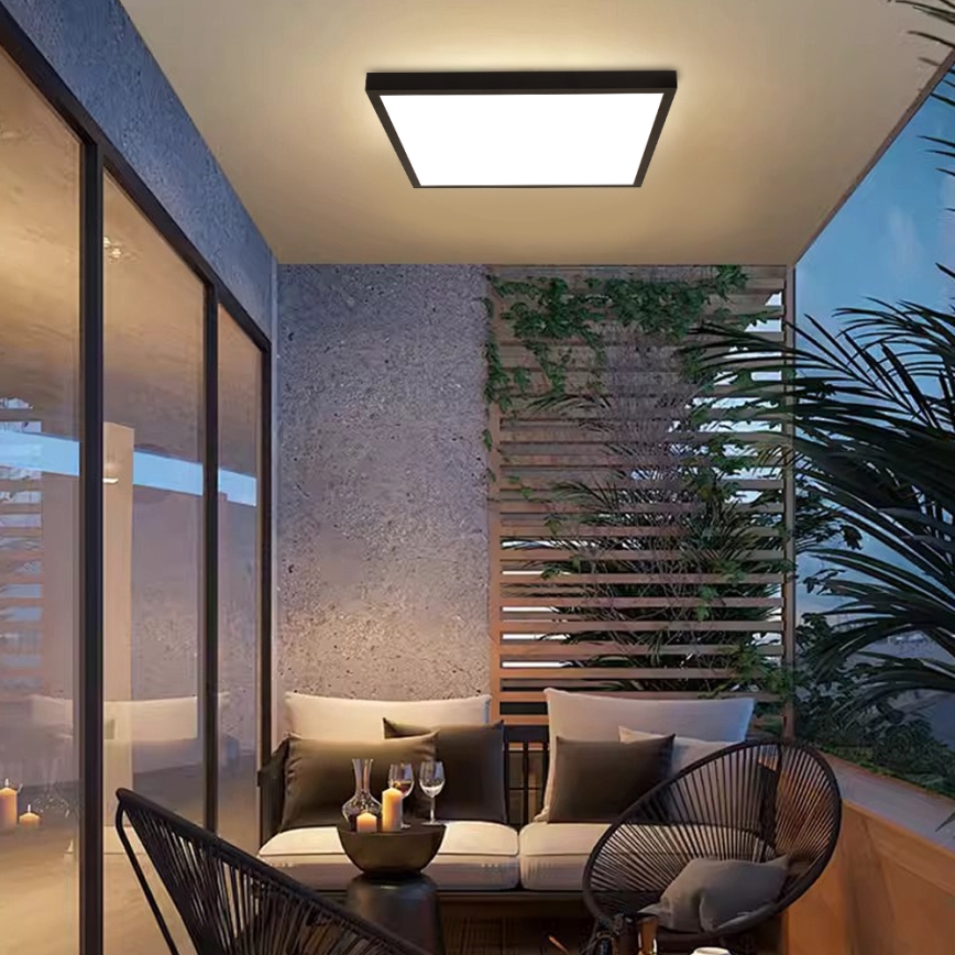 Brilagi - Φωτιστικό οροφής μπάνιου dimming LED FRAME SMART LED/50W/230V 60x60 cm 3000-6000K IP44 μαύρο + τηλεχειριστήριο
