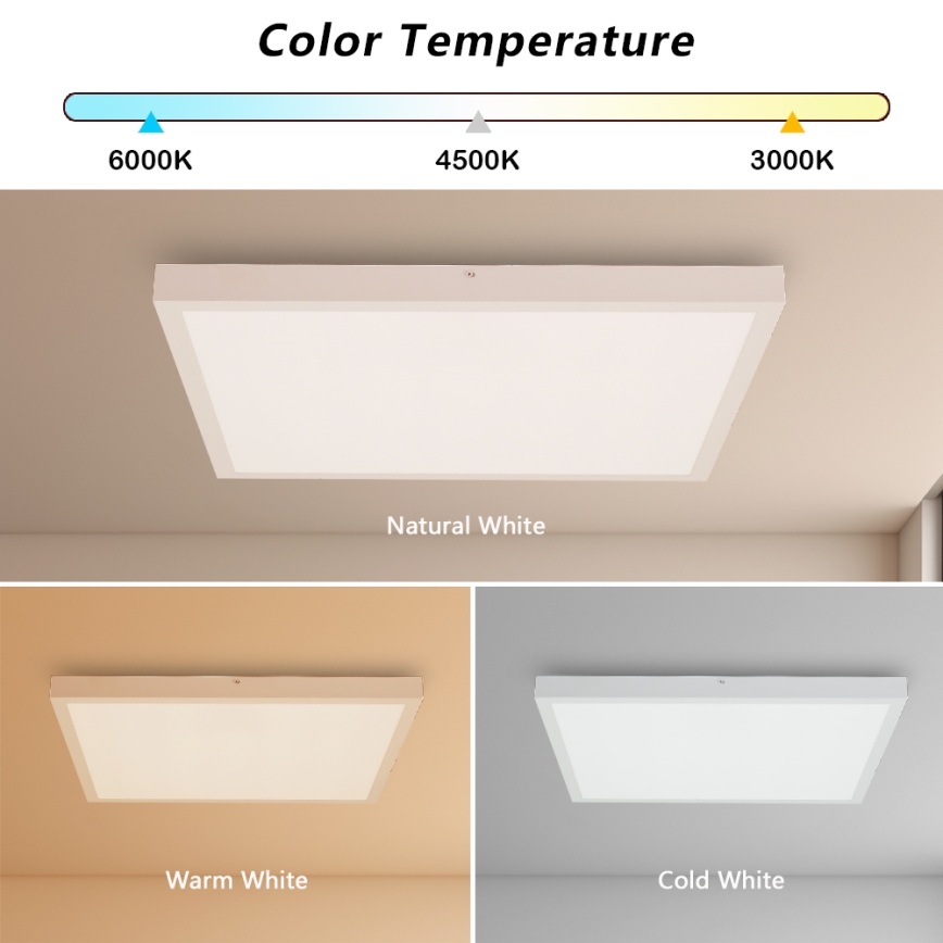 Brilagi - Φωτιστικό οροφής μπάνιου dimming LED FRAME SMART LED/50W/230V 60x60 cm 3000-6000K IP44 λευκό + τηλεχειριστήριο