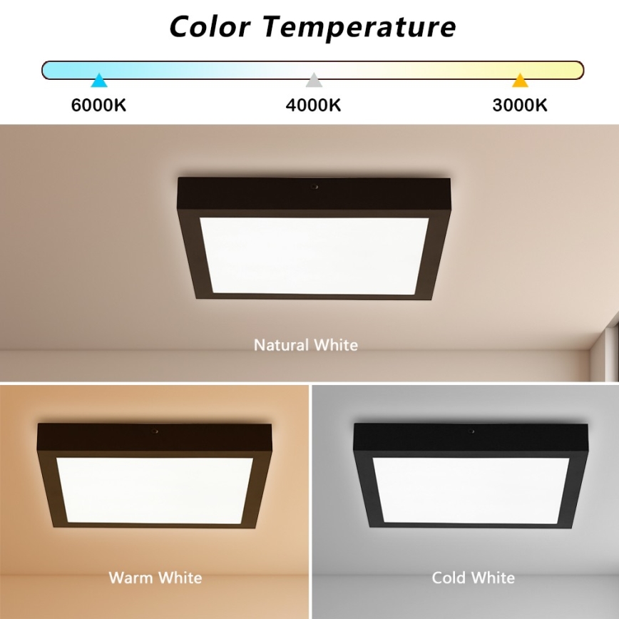 Brilagi - Φωτιστικό οροφής μπάνιου LED FRAME LED/24W/230V 30x30 cm 3000/4000/6000K IP44 μαύρο
