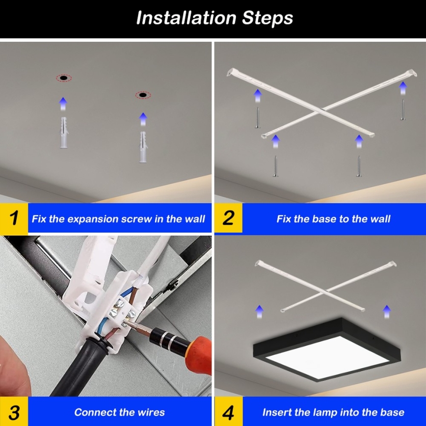 Brilagi - Φωτιστικό οροφής μπάνιου LED FRAME LED/24W/230V 30x30 cm 3000/4000/6000K IP44 μαύρο