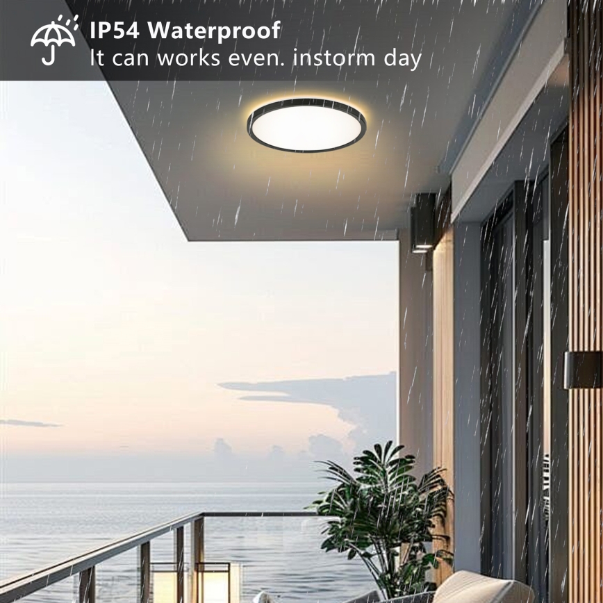 Brilagi - Φωτιστικό οροφής μπάνιου LED ULTRA SLIM LED/24W/230V διάμετρος 42 cm μαύρο IP54