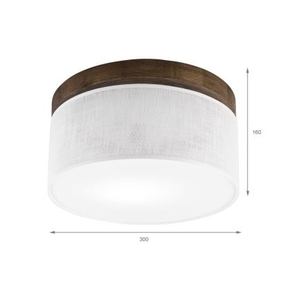 Brilagi - Φωτιστικό οροφής BELLADONNA 1xE27/15W/230V διάμετρος 30 cm λευκό/δρυς