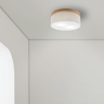 Brilagi - Φωτιστικό οροφής BELLADONNA 2xE27/15W/230V διάμετρος 40 cm κρεμ/δρυς
