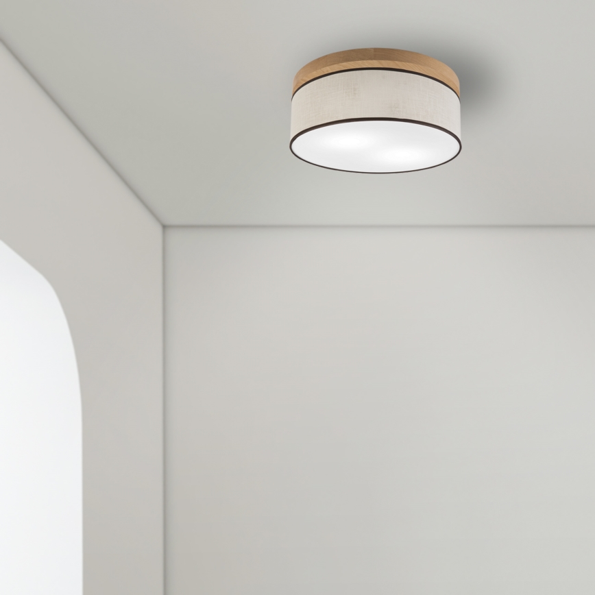 Brilagi - Φωτιστικό οροφής BELLADONNA 2xE27/15W/230V διάμετρος 40 cm κρεμ/δρυς