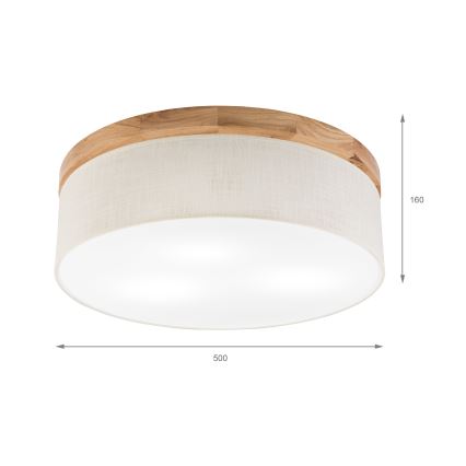 Brilagi - Φωτιστικό οροφής BELLADONNA 3xE27/15W/230V διάμετρος 50 cm κρεμ/δρυς