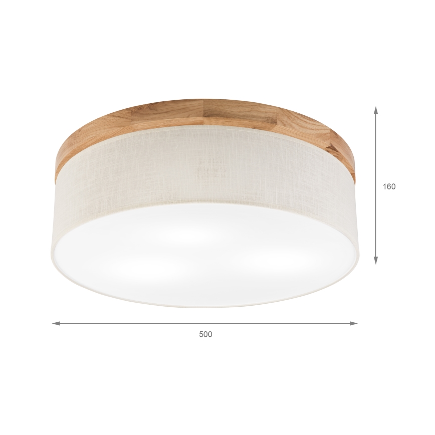Brilagi - Φωτιστικό οροφής BELLADONNA 3xE27/15W/230V διάμετρος 50 cm κρεμ/δρυς