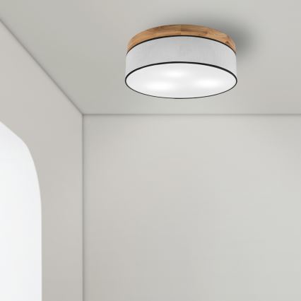 Brilagi - Φωτιστικό οροφής BELLADONNA 3xE27/15W/230V διάμετρος 50 cm λευκό/δρυς
