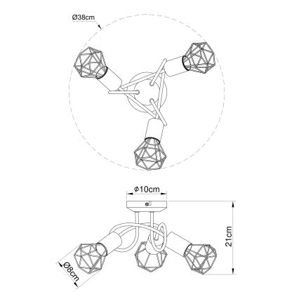 Brilagi - Φωτιστικό οροφής CAGE 3xE14/40W/230V
