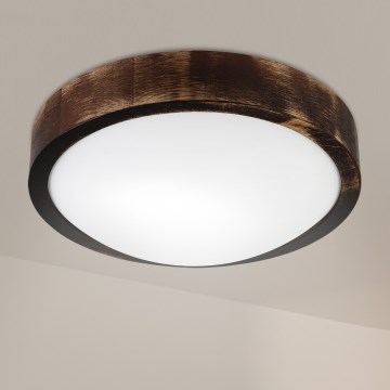 Brilagi - Φωτιστικό οροφής CARVALHO SLIM SMOKEY 1xE27/60W/230V, φινίρισμα δρυός, διάμ. 27,5 εκ.