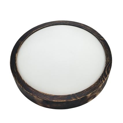 Brilagi - Φωτιστικό οροφής CARVALHO SLIM SMOKEY 1xE27/60W/230V, φινίρισμα δρυός, διάμ. 27,5 εκ.
