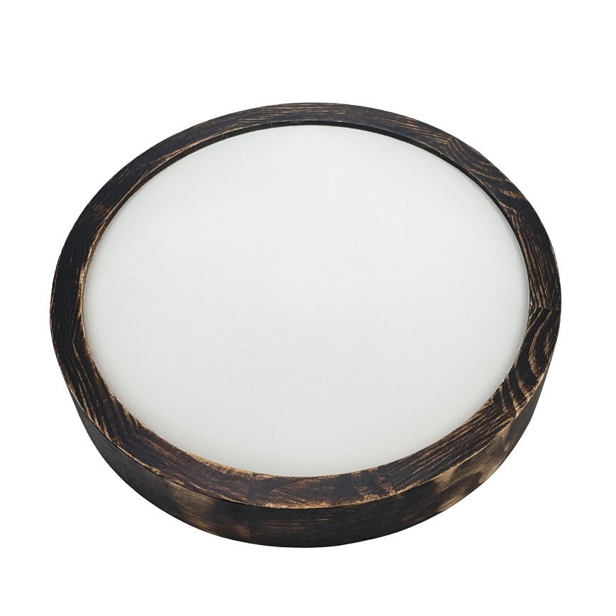 Brilagi - Φωτιστικό οροφής CARVALHO SLIM SMOKEY 1xE27/60W/230V, φινίρισμα δρυός, διάμ. 27,5 εκ.