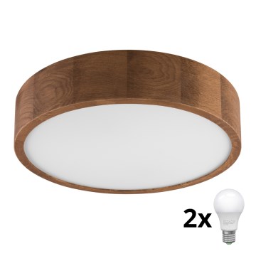 Brilagi - Φωτιστικό οροφής LED CARVALHO 2xE27/60W/230V δρυς κερασιά διάμετρος 37 cm