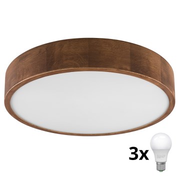 Brilagi - Φωτιστικό οροφής LED CARVALHO 3xE27/60W/230V δρυς κερασιά διάμετρος 47 cm