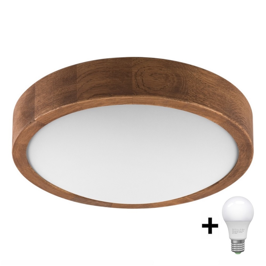 Brilagi - Φωτιστικό οροφής LED CARVALHO SLIM 1xE27/60W/230V δρυς κερασιά διάμετρος 27 cm