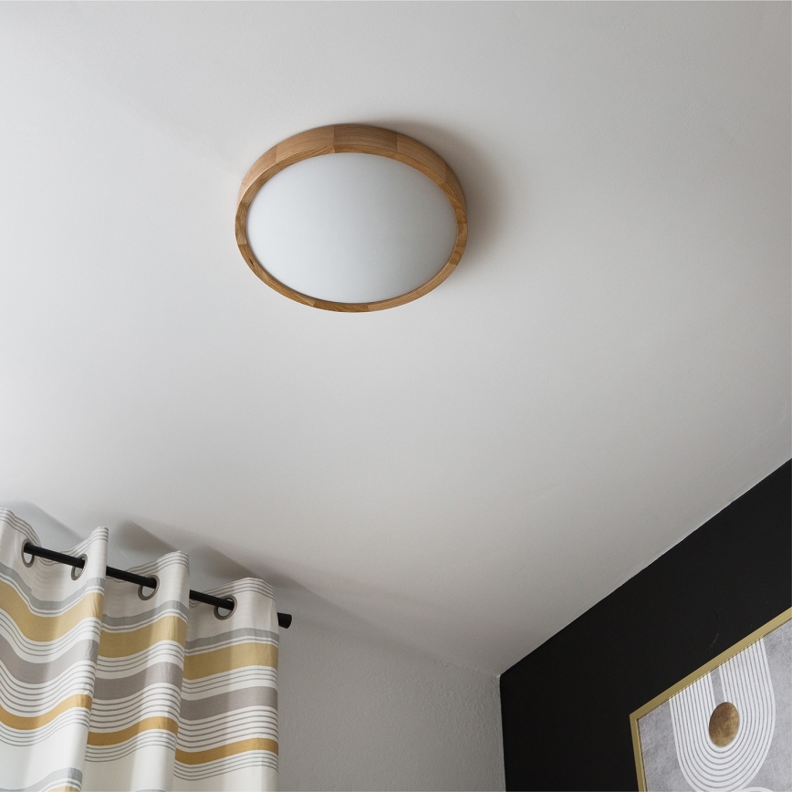 Brilagi - Φωτιστικό οροφής LED CARVALHO SLIM 2xE27/60W/230V δρυς διάμετρος 37 cm